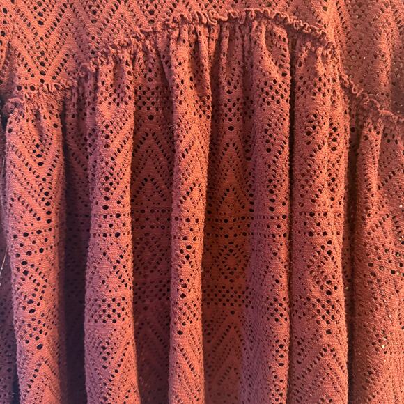 Free People Beach About Time Top Burgundy Lace Tunic Top Small - Picture 8 of 8